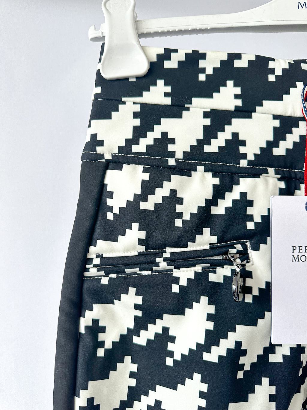 Perfect Moment Aurora Houndstooth Black & White High Waist Flare Ski Pants Trousers