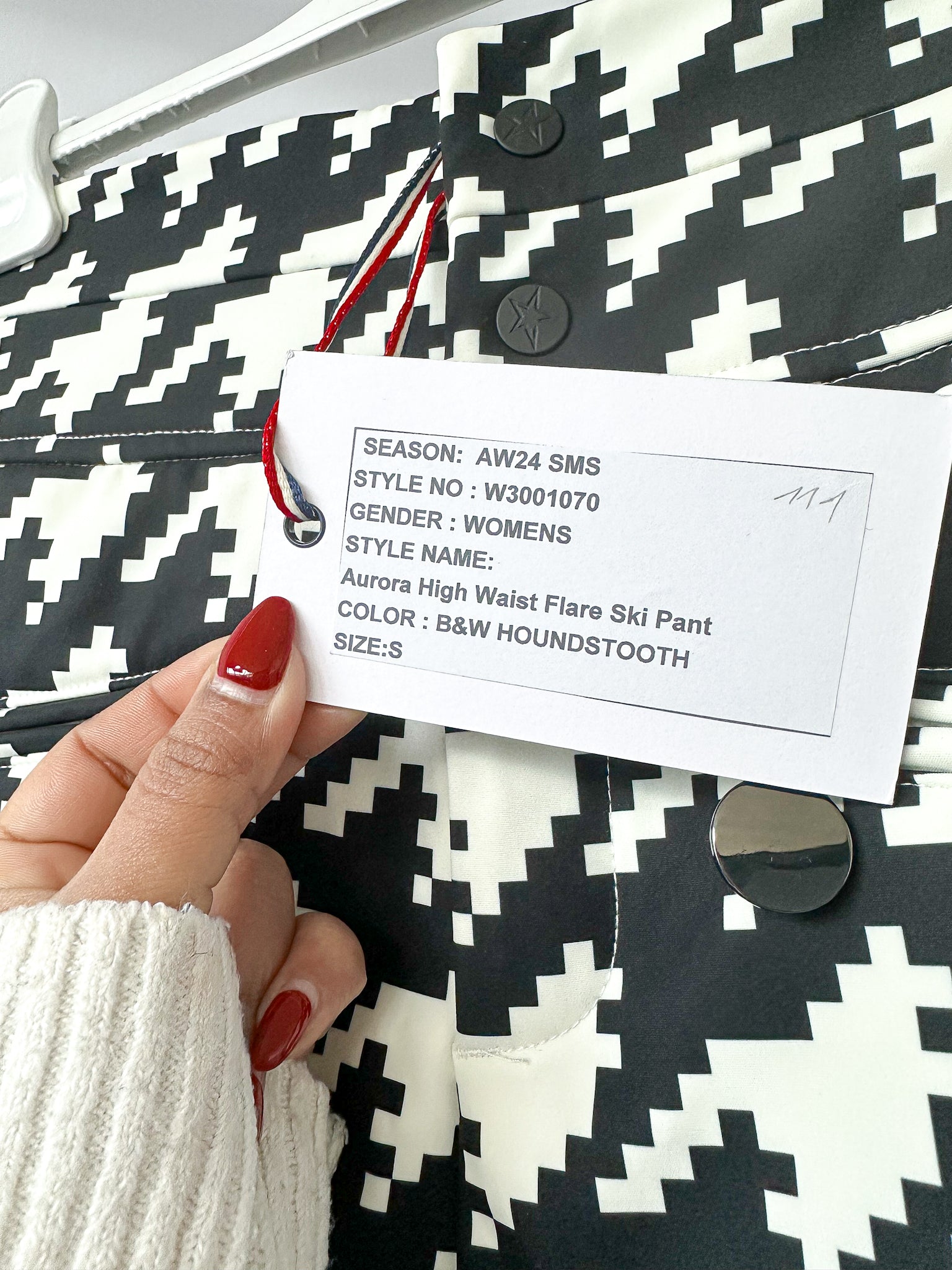 Perfect Moment Aurora Houndstooth Black & White High Waist Flare Ski Pants Trousers