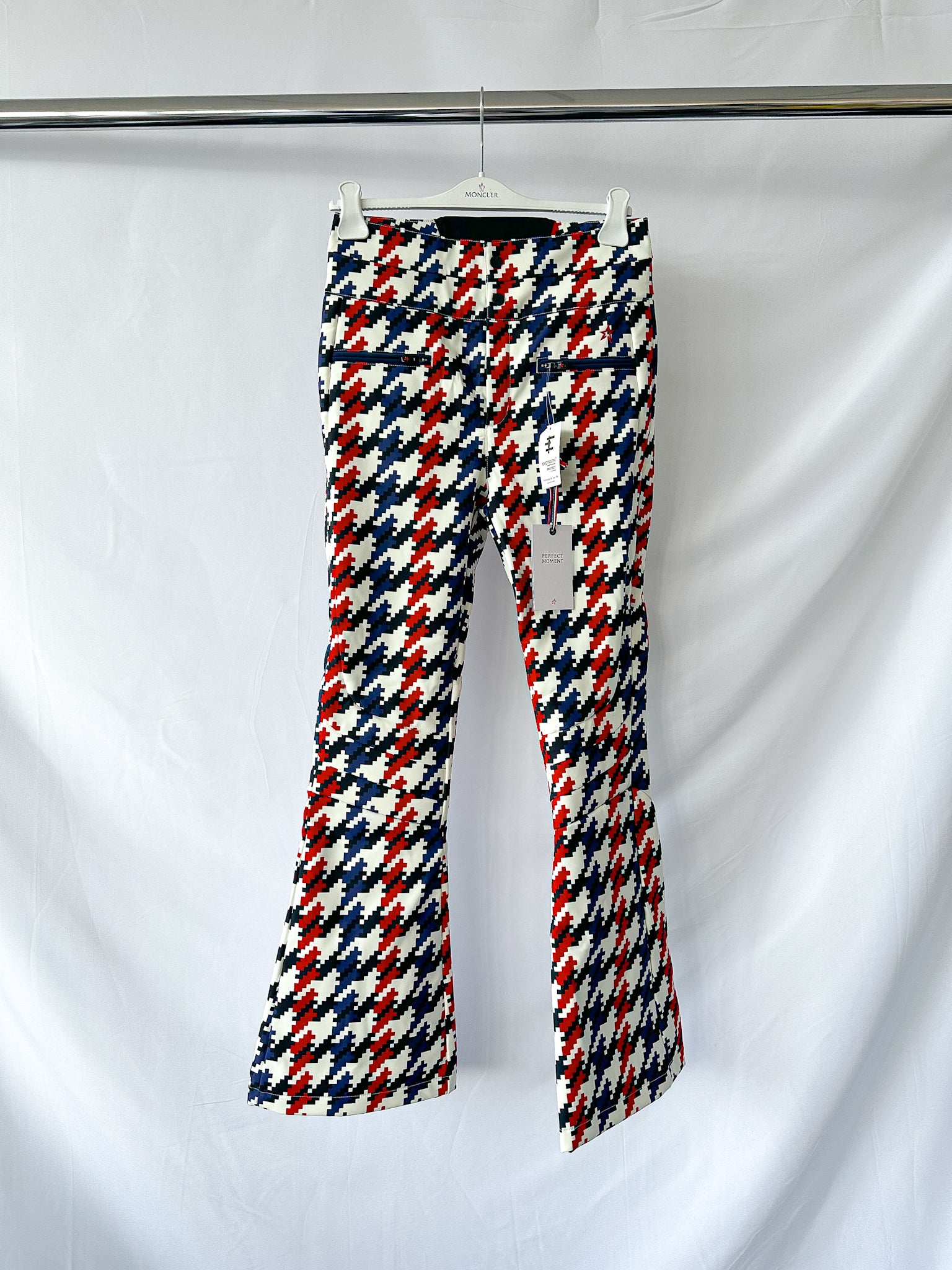 Perfect Moment Ski Aurora Red White Blue Houndstooth Flare Pant Trousers