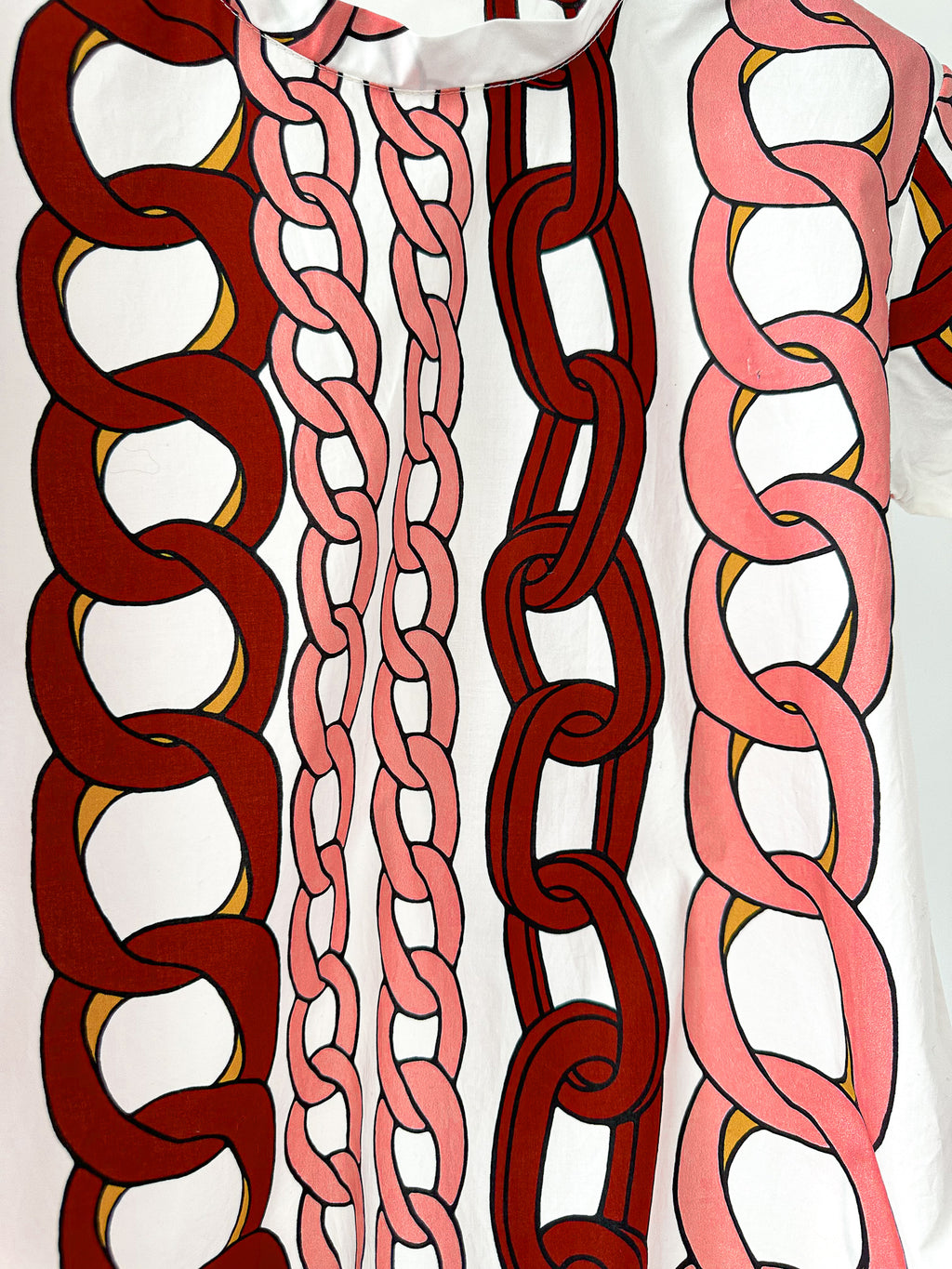 Marni Pink Red Chain Print Cotton Poplin Top