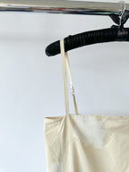 Another Tomorrow Floral Gathered Flounce Hem Cream Organic Cotton Dress