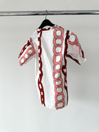 Marni Pink Red Chain Print Cotton Poplin Top