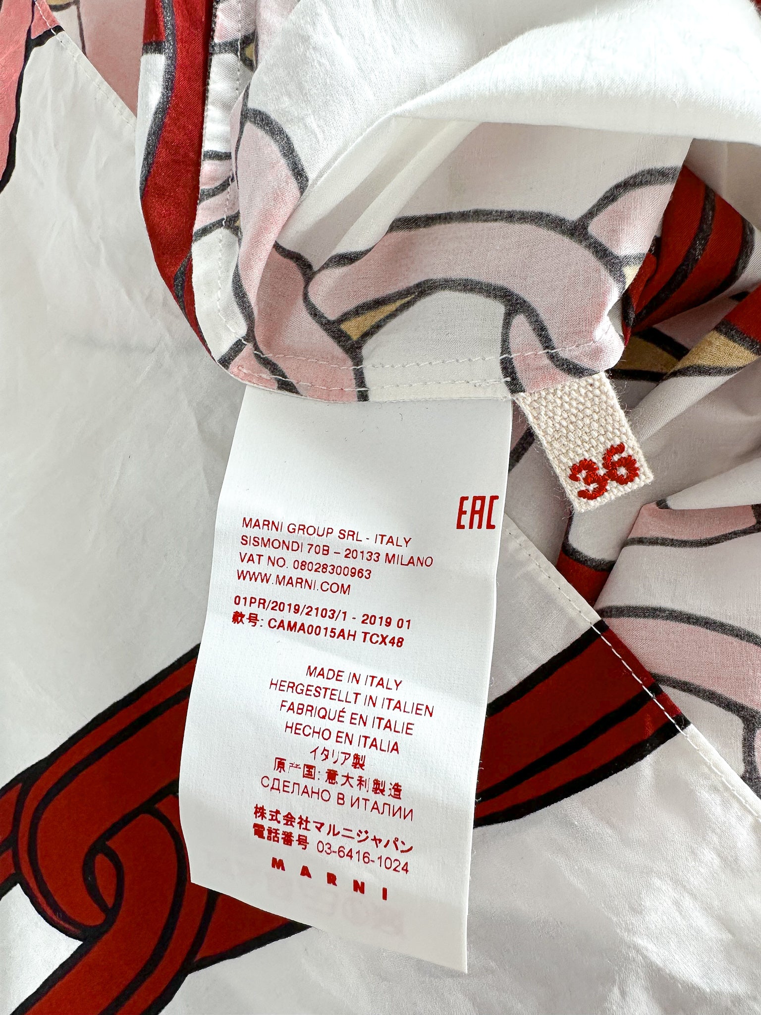 Marni Pink Red Chain Print Cotton Poplin Top