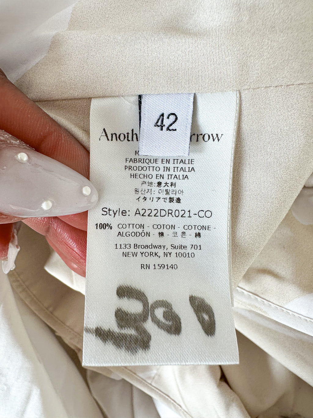 Another Tomorrow Floral Gathered Flounce Hem Cream Organic Cotton Dress