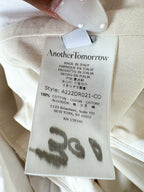 Another Tomorrow Floral Gathered Flounce Hem Cream Organic Cotton Dress