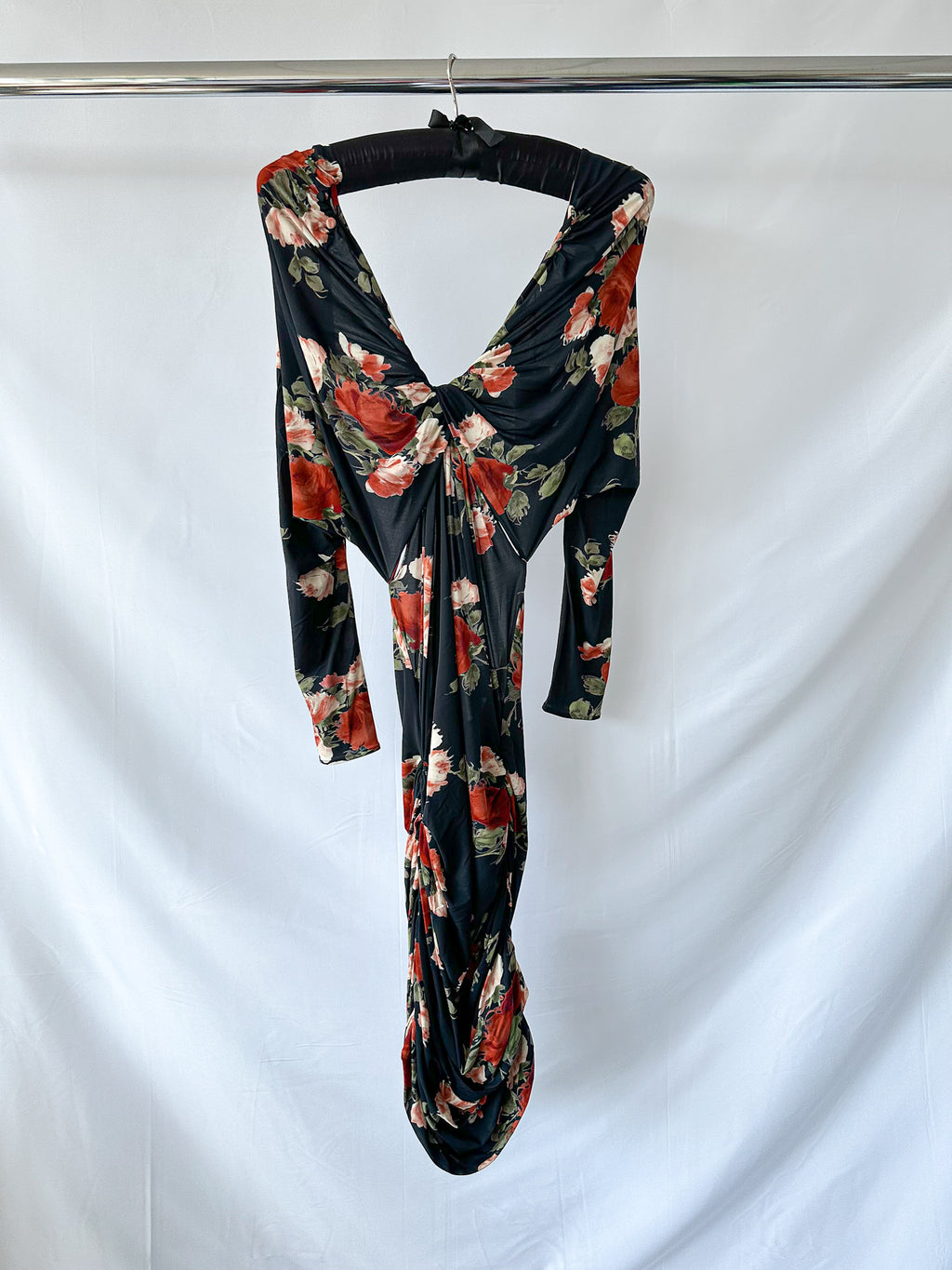 Magda Butrym 11 Floral Black Long Sleeve Dress