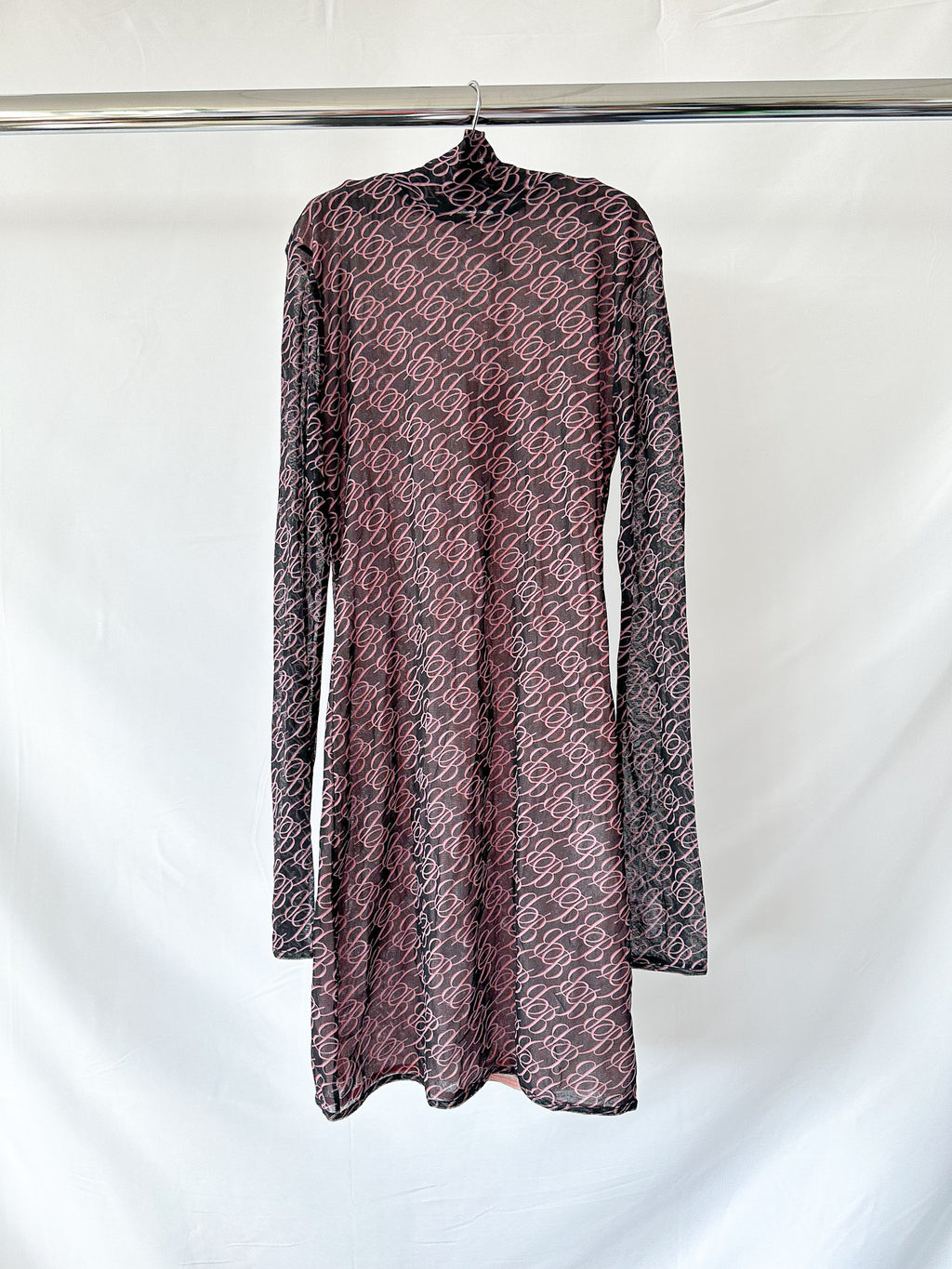 Blumarine Logo Mesh Long Sleeve Dress