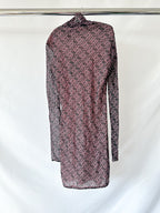 Blumarine Logo Mesh Long Sleeve Dress