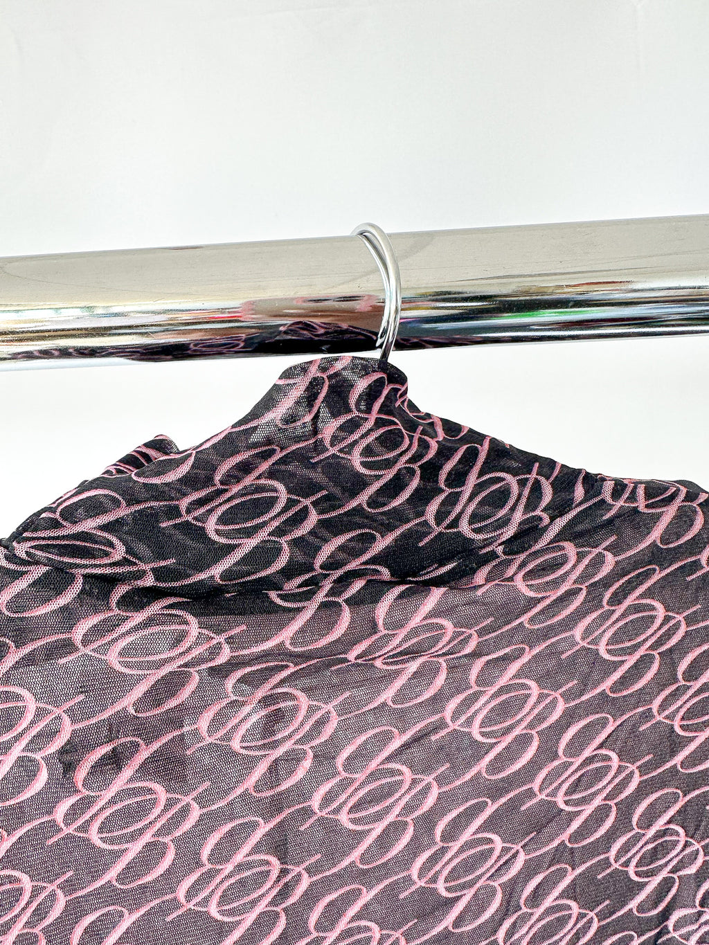 Blumarine Logo Mesh Long Sleeve Dress