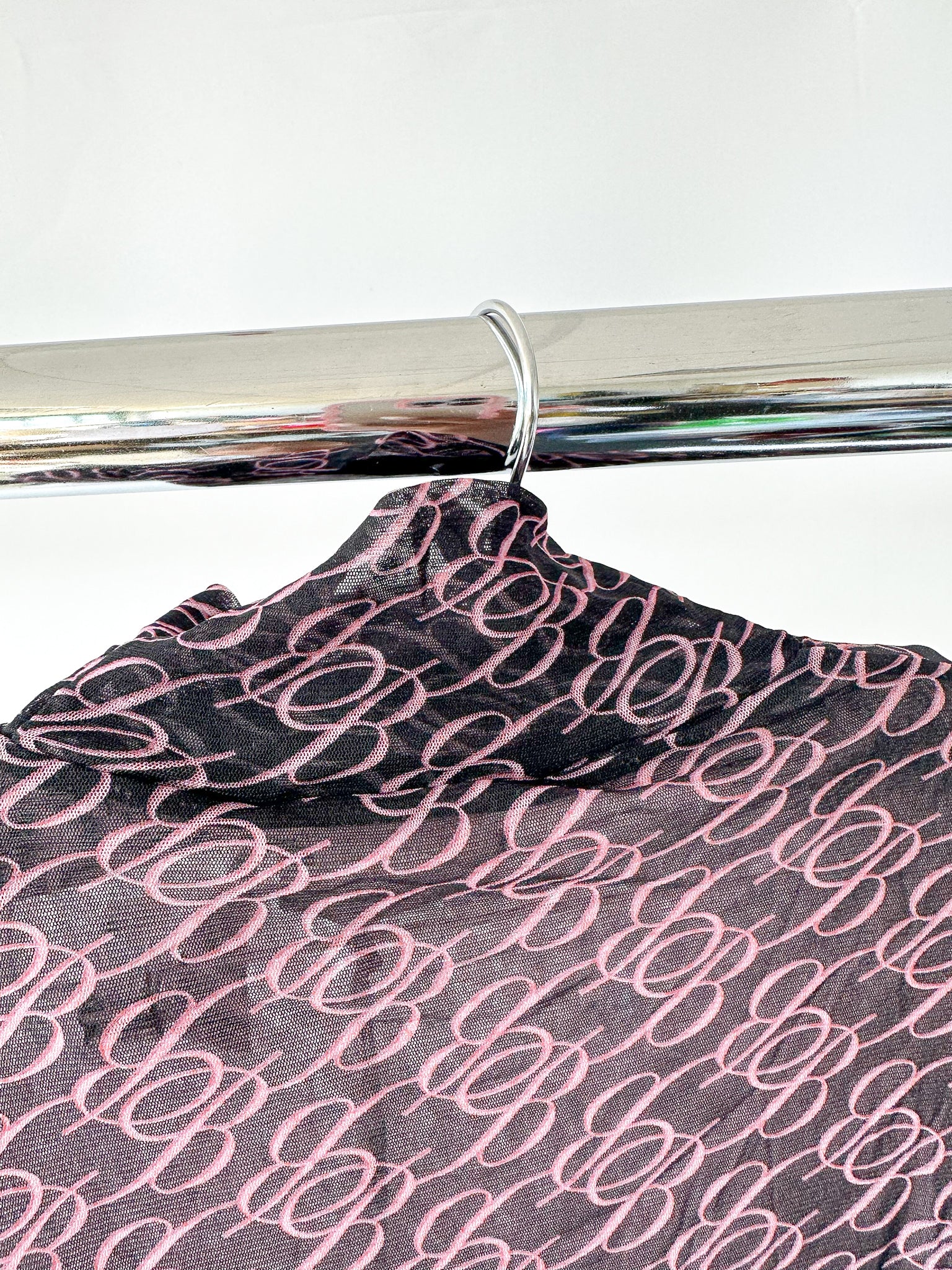 Blumarine Logo Mesh Long Sleeve Dress