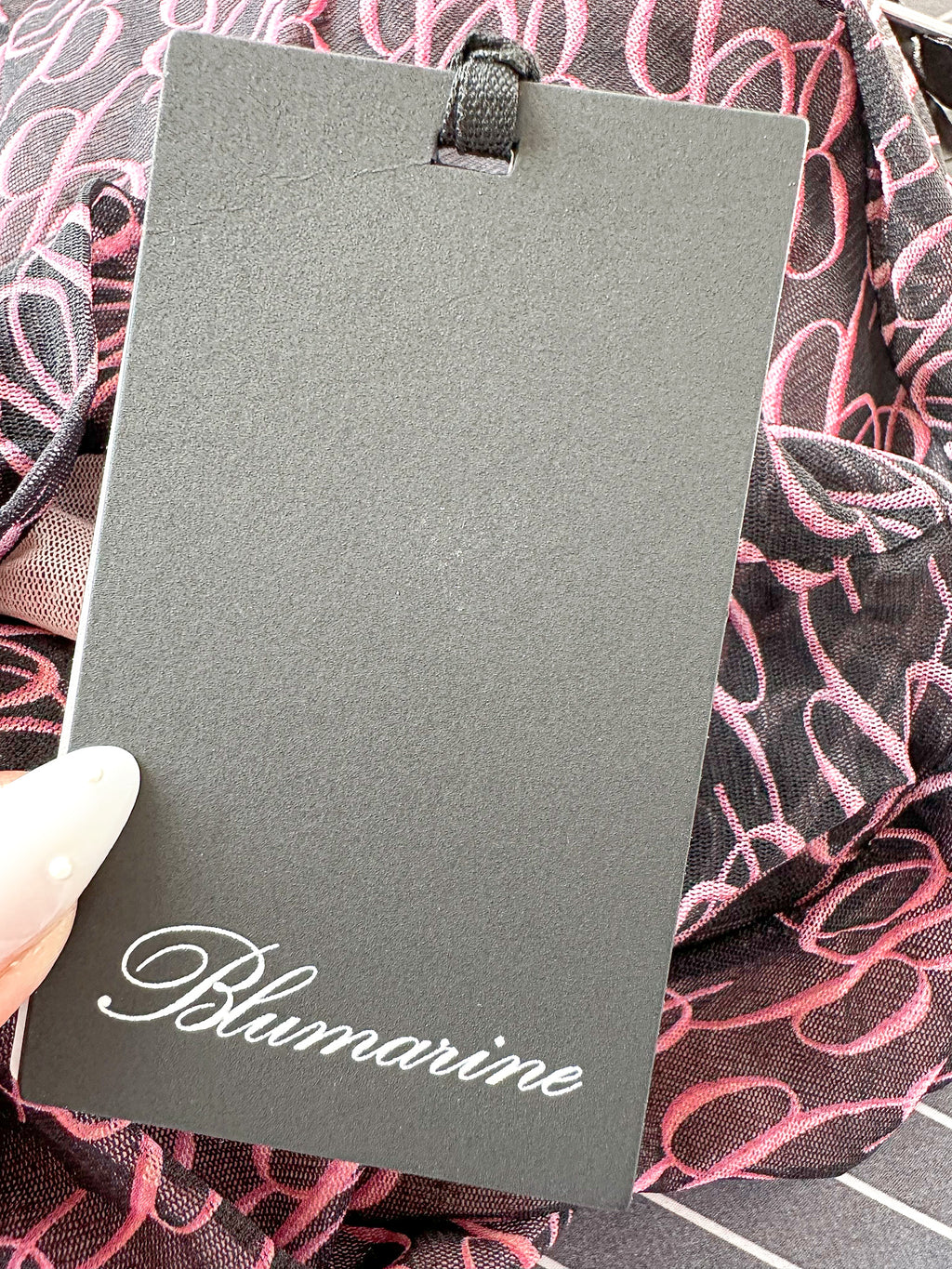 Blumarine Logo Mesh Long Sleeve Dress