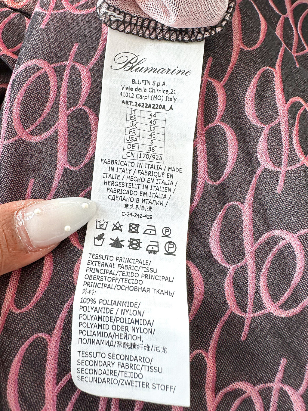 Blumarine Logo Mesh Long Sleeve Dress