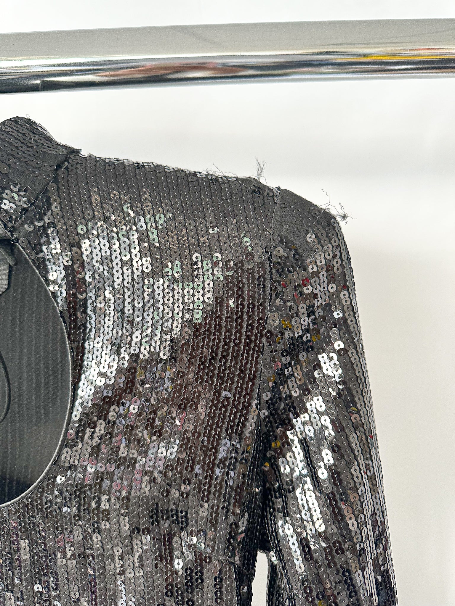 De La Vali Lazarus Black Sequinned Keyhold Neck Midi Dress