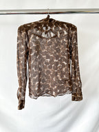 Dries Van Noten Conis Brown Abstract Print Silk Shirt