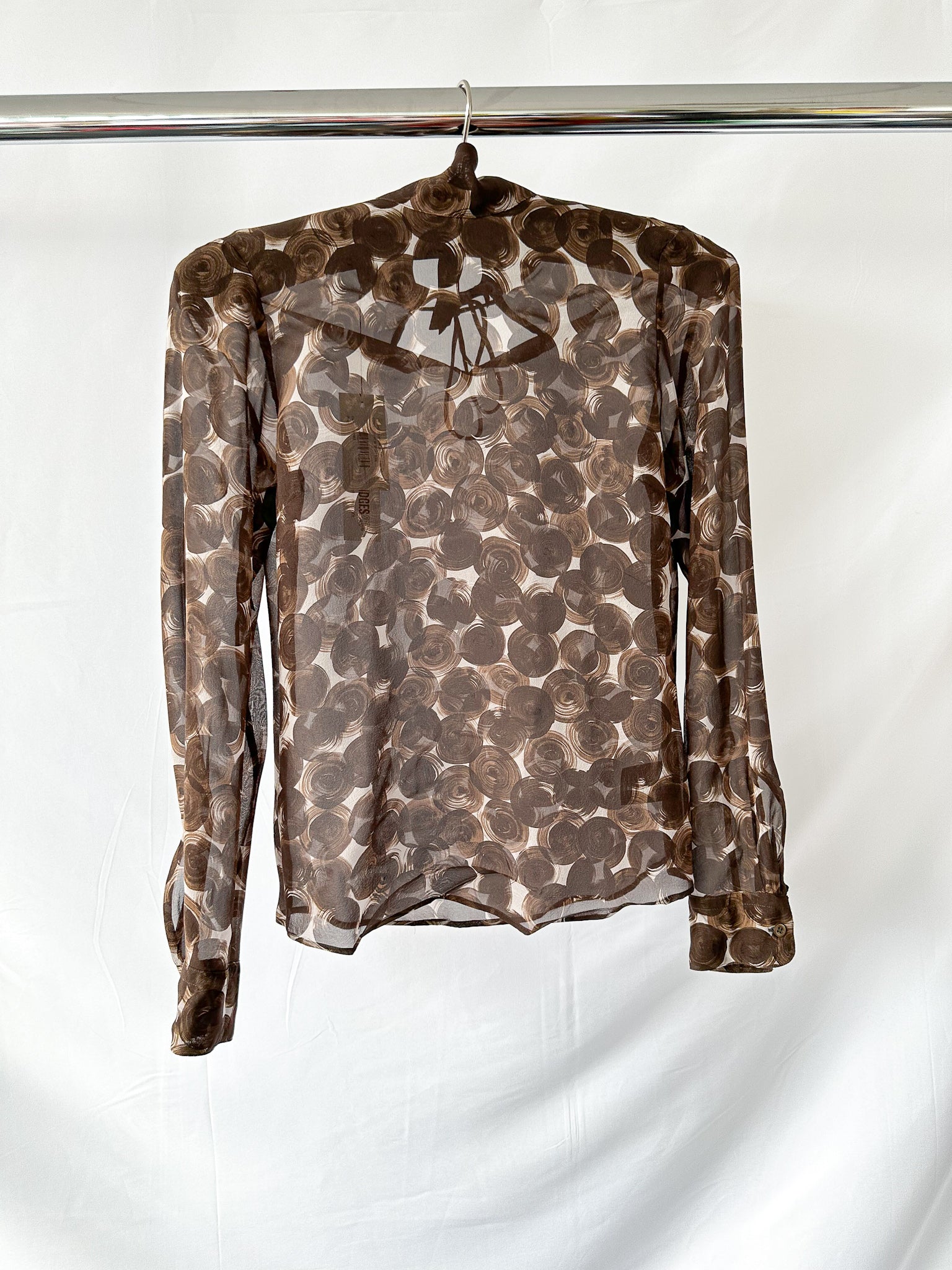 Dries Van Noten Conis Brown Abstract Print Silk Shirt