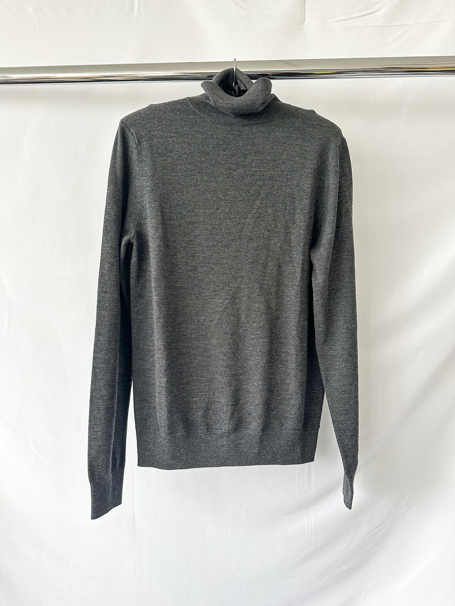 The Frankie Shop Grey Merino Wool Turtleneck Eve Sweater Jumper