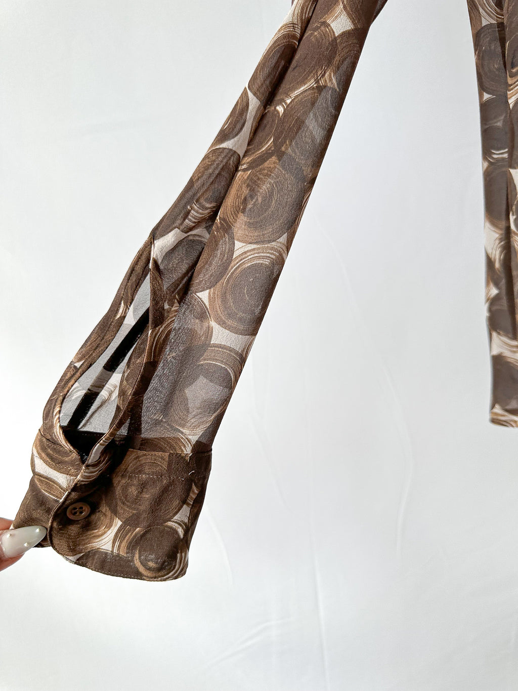 Dries Van Noten Conis Brown Abstract Print Silk Shirt