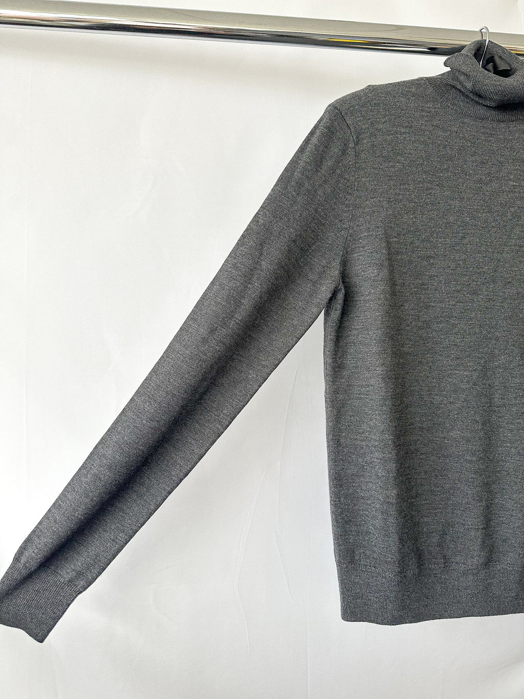 The Frankie Shop Grey Merino Wool Turtleneck Eve Sweater Jumper