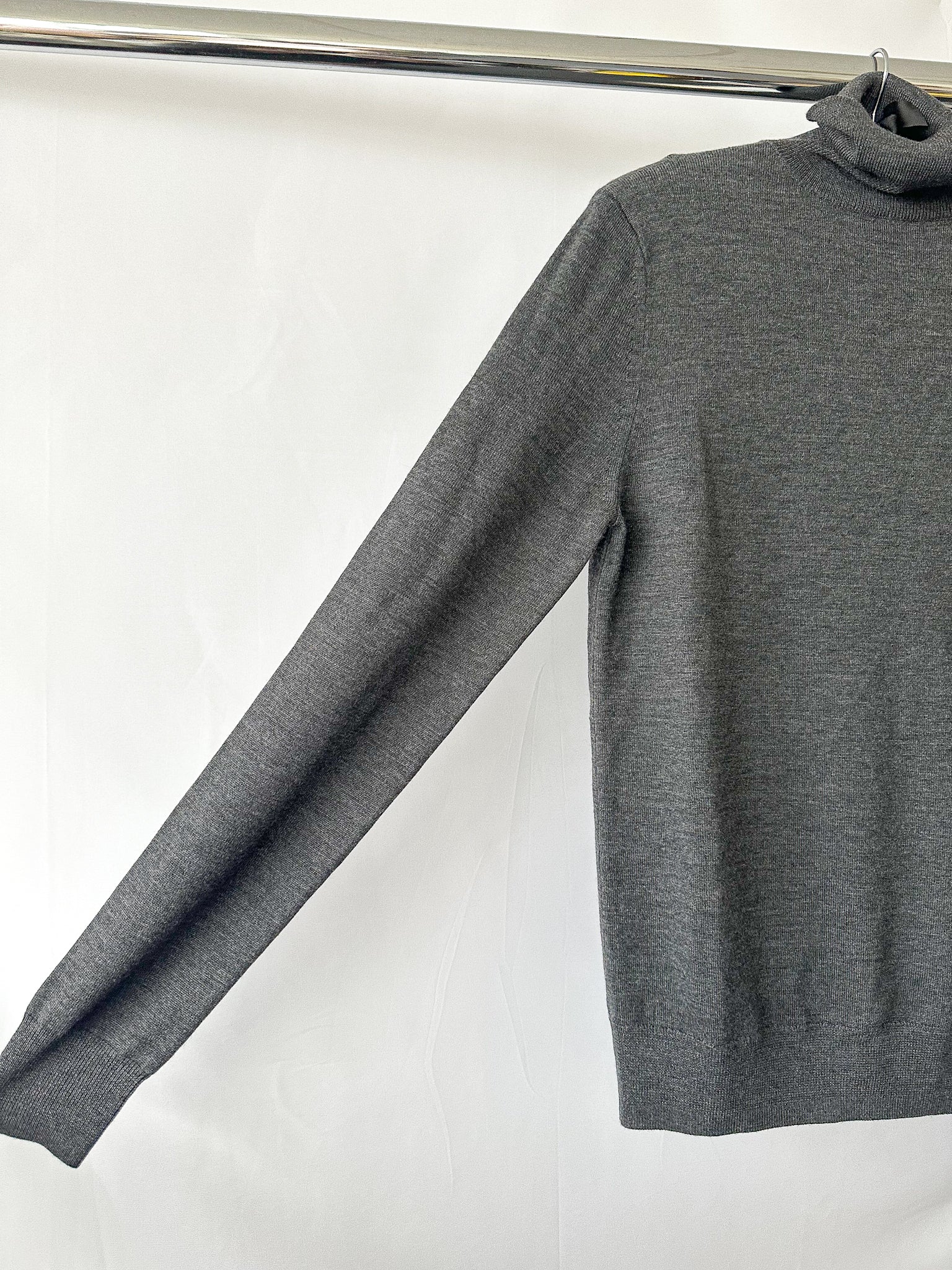 The Frankie Shop Grey Merino Wool Turtleneck Eve Sweater Jumper
