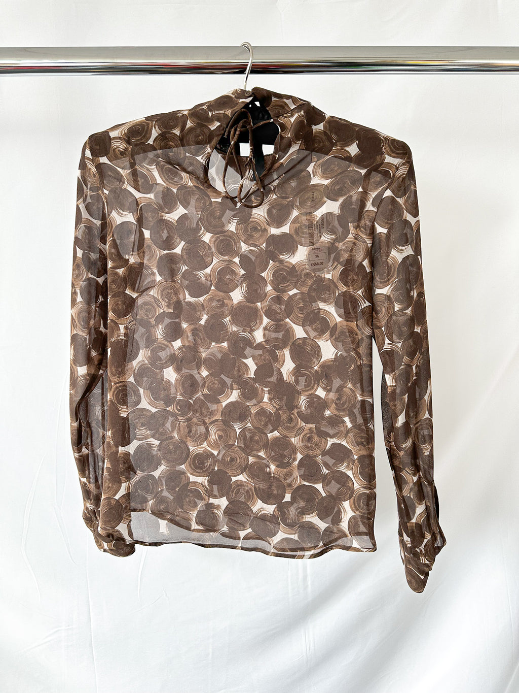 Dries Van Noten Conis Brown Abstract Print Silk Shirt
