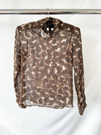 Dries Van Noten Conis Brown Abstract Print Silk Shirt