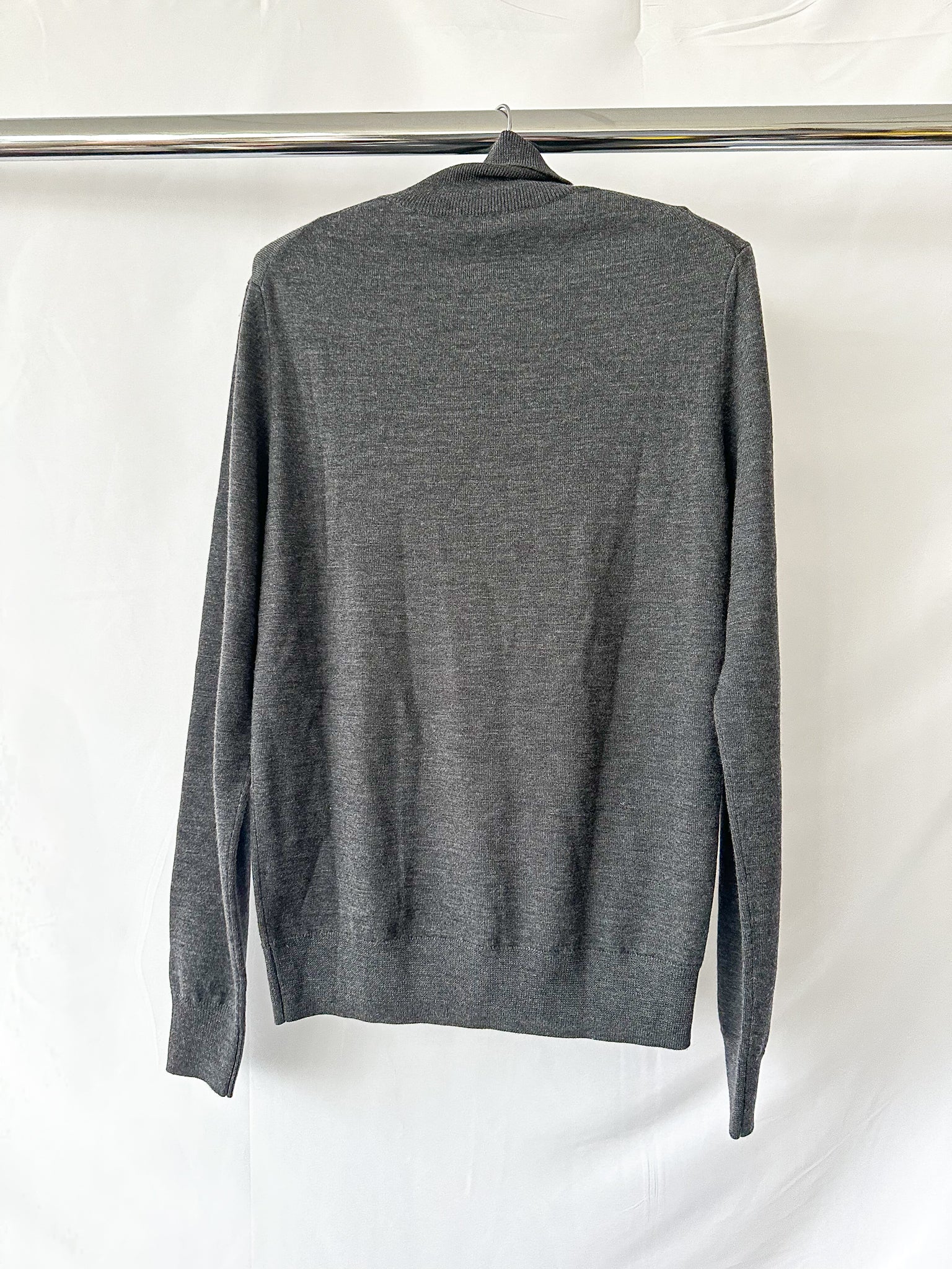 The Frankie Shop Grey Merino Wool Turtleneck Eve Sweater Jumper
