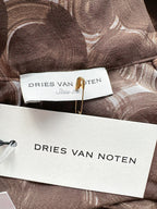 Dries Van Noten Conis Brown Abstract Print Silk Shirt