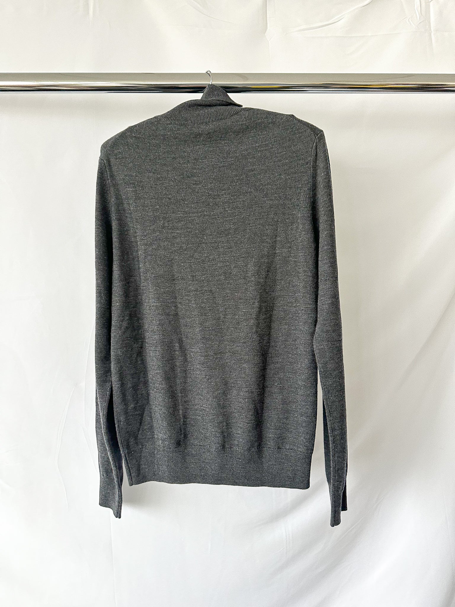 The Frankie Shop Grey Merino Wool Turtleneck Eve Sweater Jumper