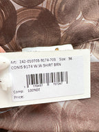 Dries Van Noten Conis Brown Abstract Print Silk Shirt