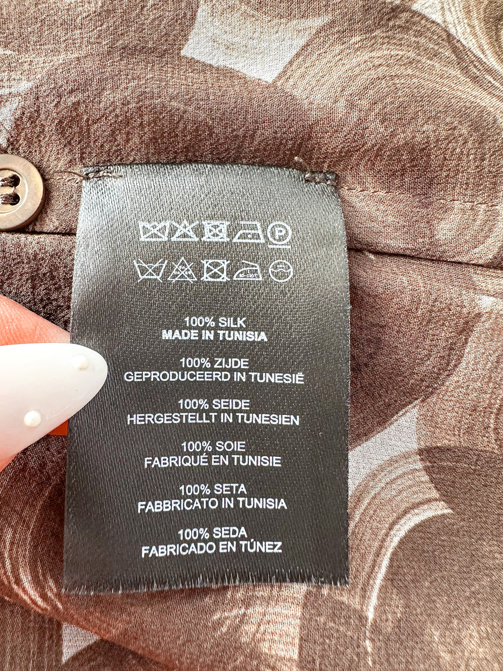 Dries Van Noten Conis Brown Abstract Print Silk Shirt