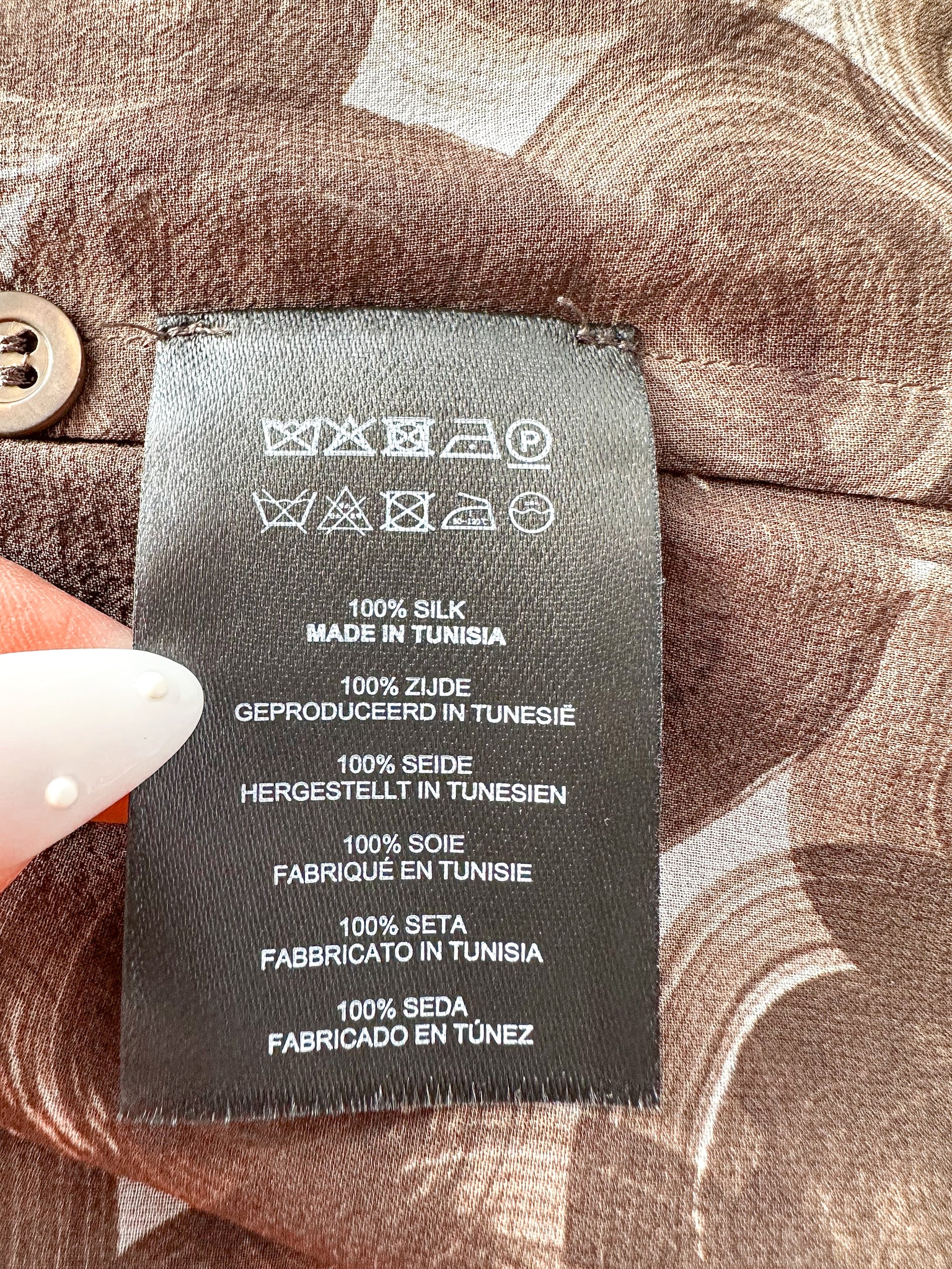 Dries Van Noten Conis Brown Abstract Print Silk Shirt