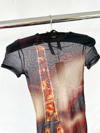 Jean Paul Gaultier Pigalle Paris Print Mesh Mini Dress