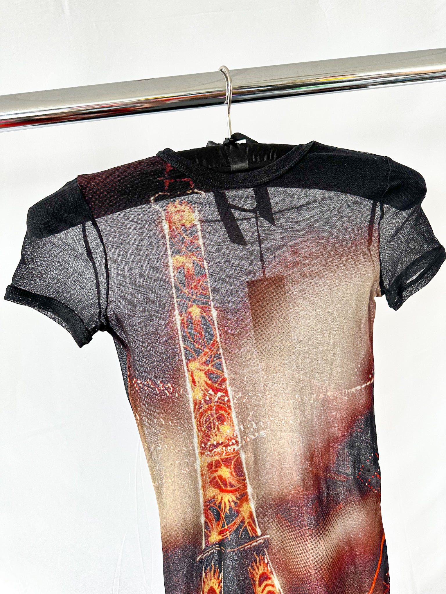 Jean Paul Gaultier Pigalle Paris Print Mesh Mini Dress