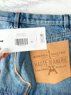 Mini-jupe en jean à grand logo Jean Paul Gaultier Haute Jeanerie