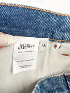 Mini-jupe en jean à grand logo Jean Paul Gaultier Haute Jeanerie