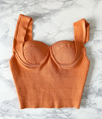 Altuzarra Sunset Orange Cropped Sweetheart Neck Top