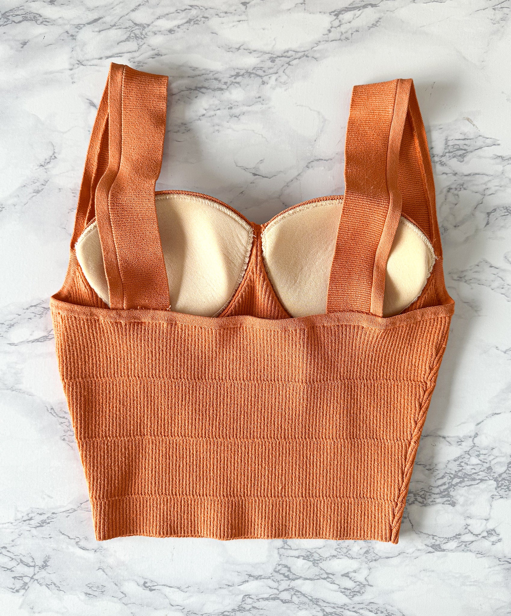 Altuzarra Sunset Orange Cropped Sweetheart Neck Top