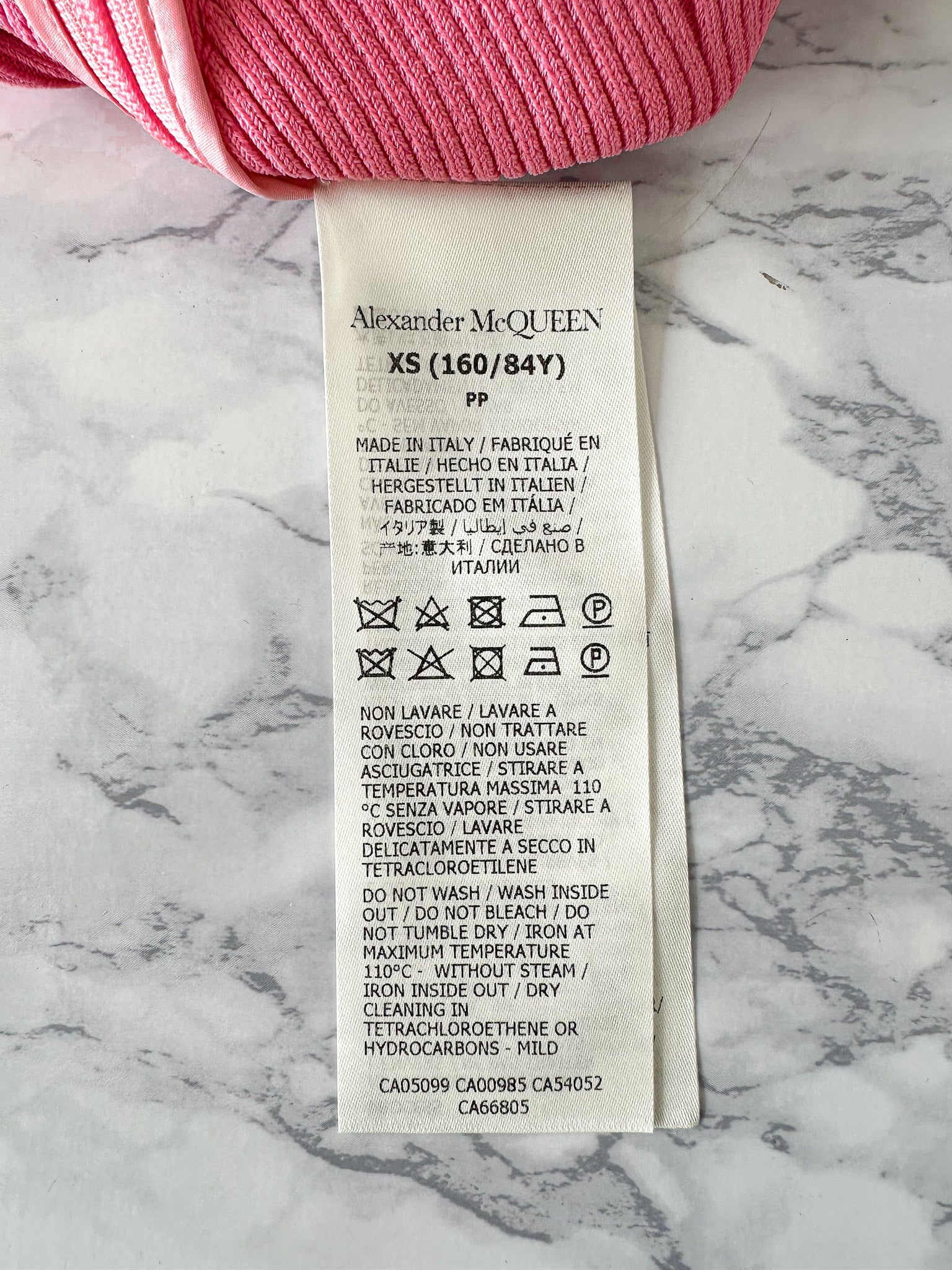 Alexander McQueen Pink Sweetheart Neck Cropped Rib Knit Long Sleeve Top