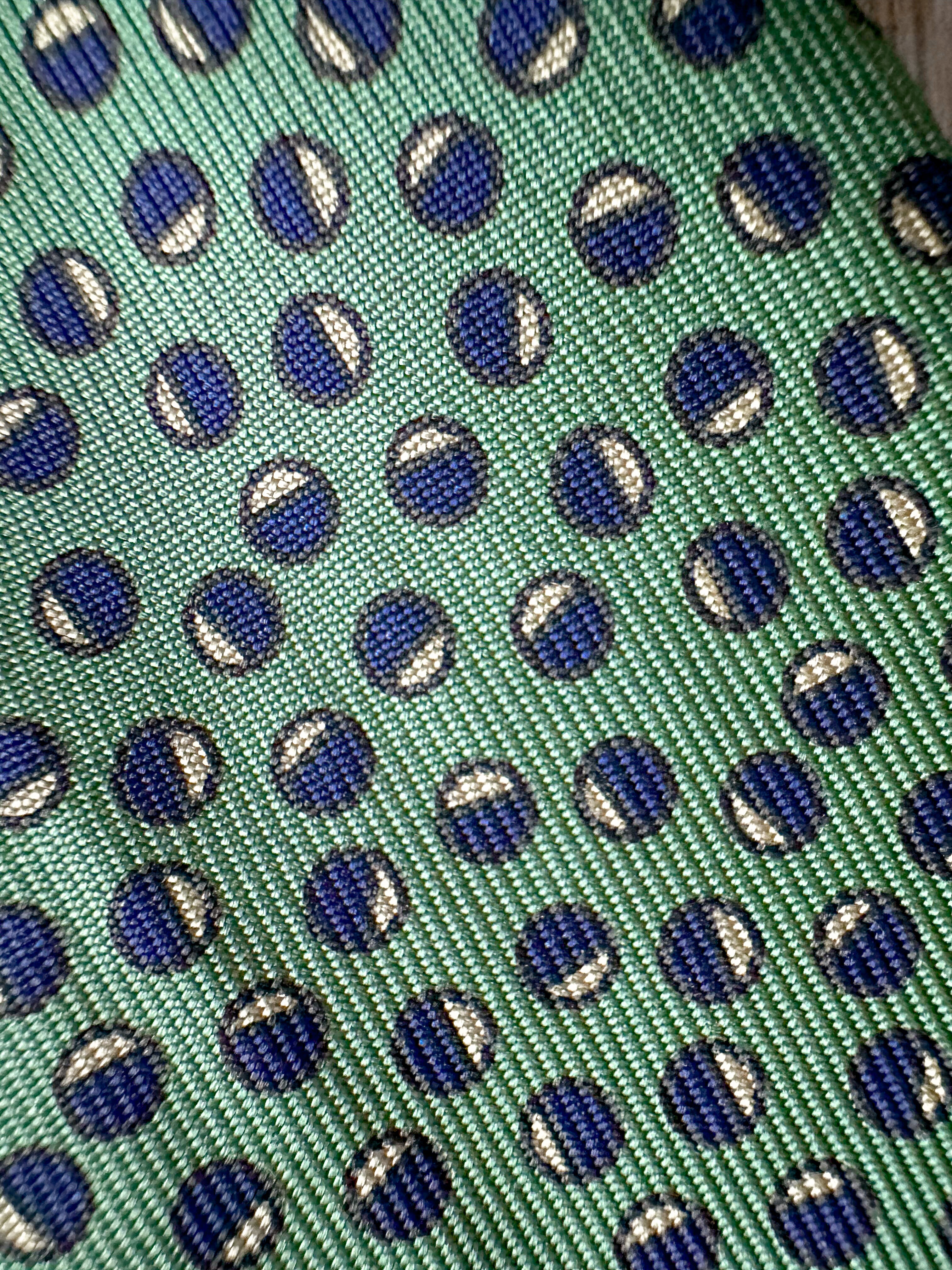 Drake's Green Abstract Circle Foulard Print Self Tie Bow Tie - House Of Huntington