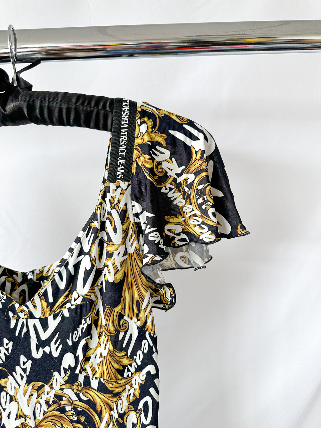 Versace Jeans Couture Allover Brand Logo Print Baroque Mini Playsuit