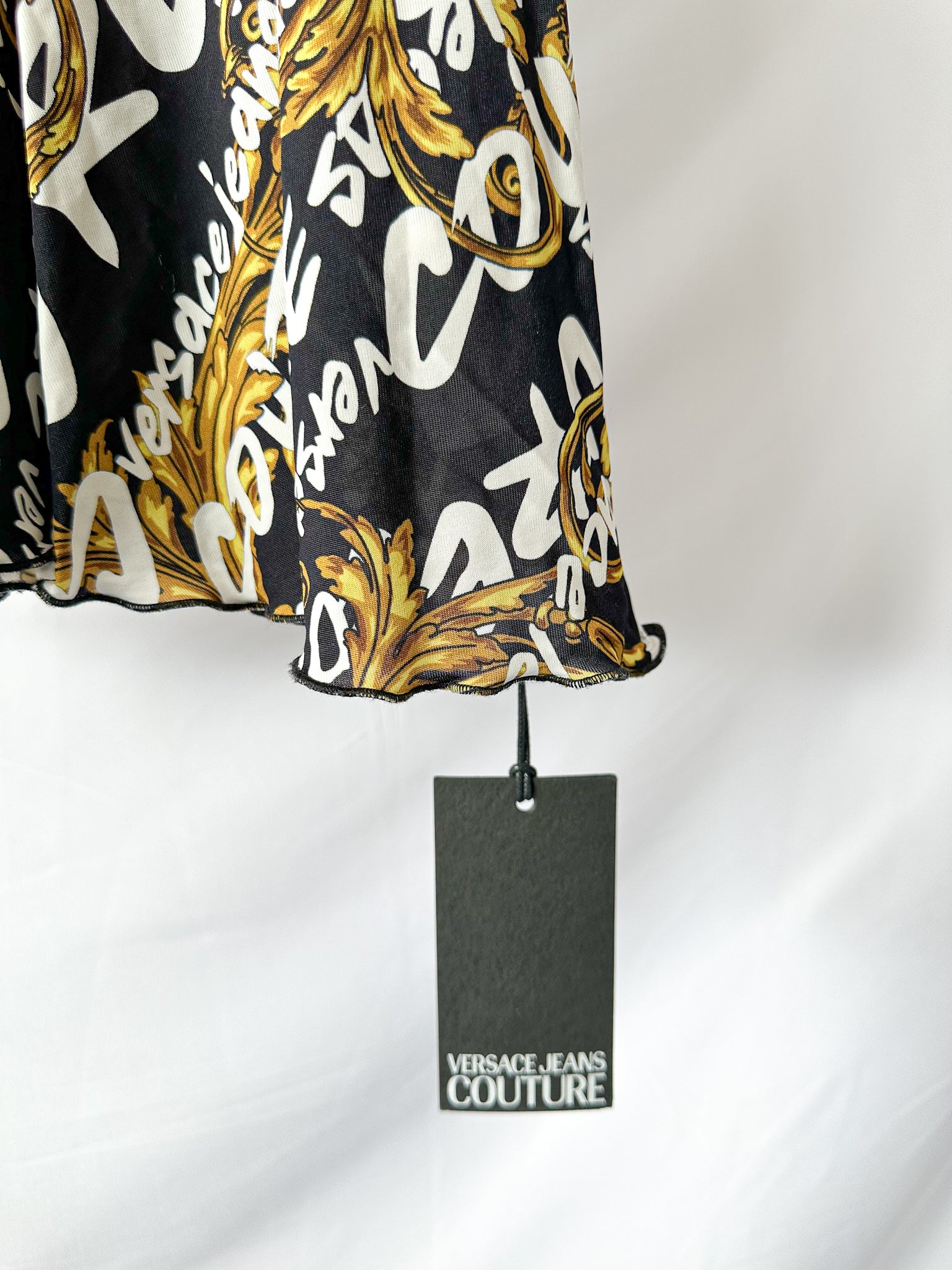 Versace Jeans Couture Allover Brand Logo Print Baroque Mini Playsuit