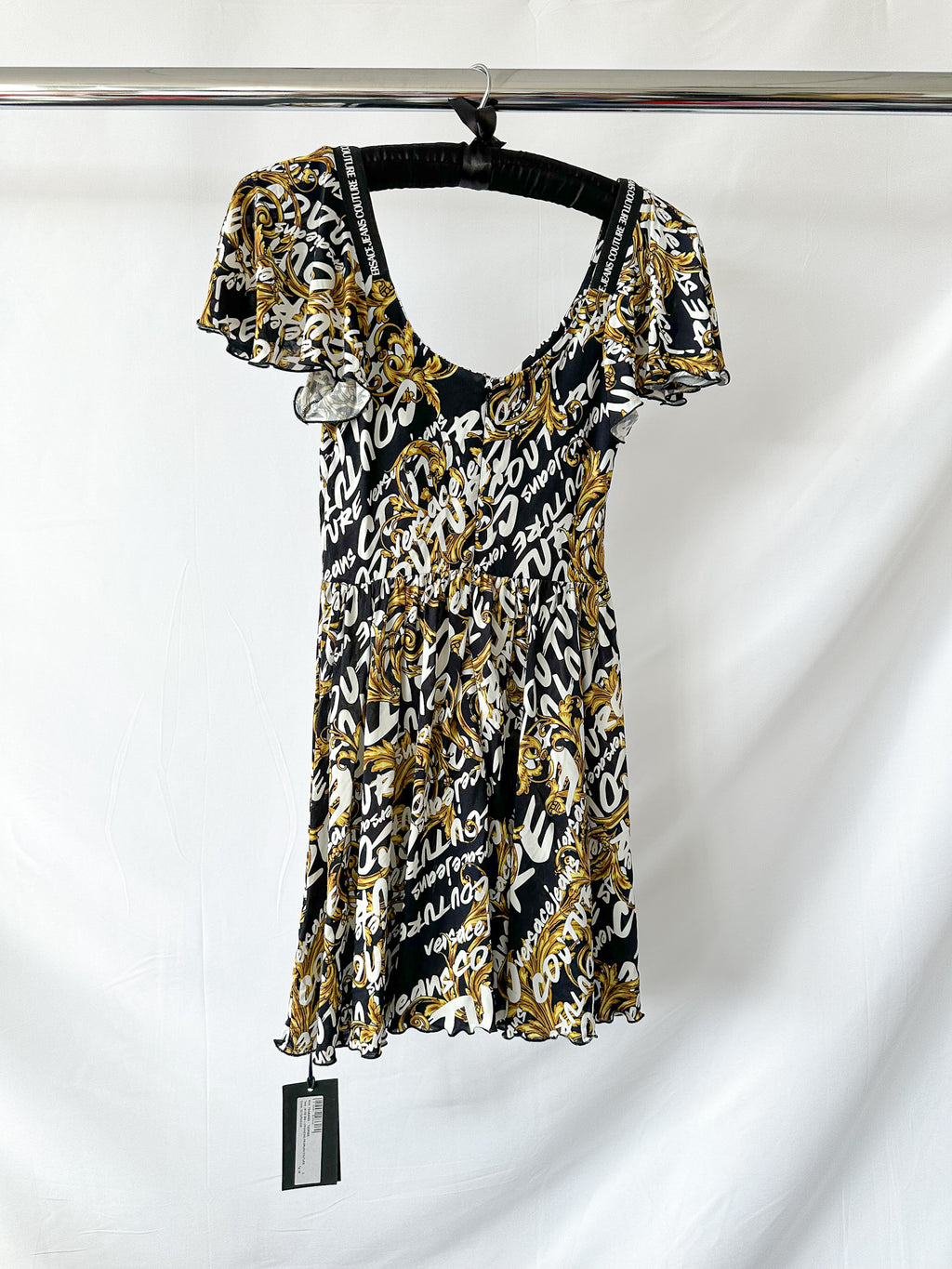 Versace Jeans Couture Allover Brand Logo Print Baroque Mini Playsuit