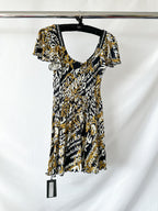 Versace Jeans Couture Allover Brand Logo Print Baroque Mini Playsuit