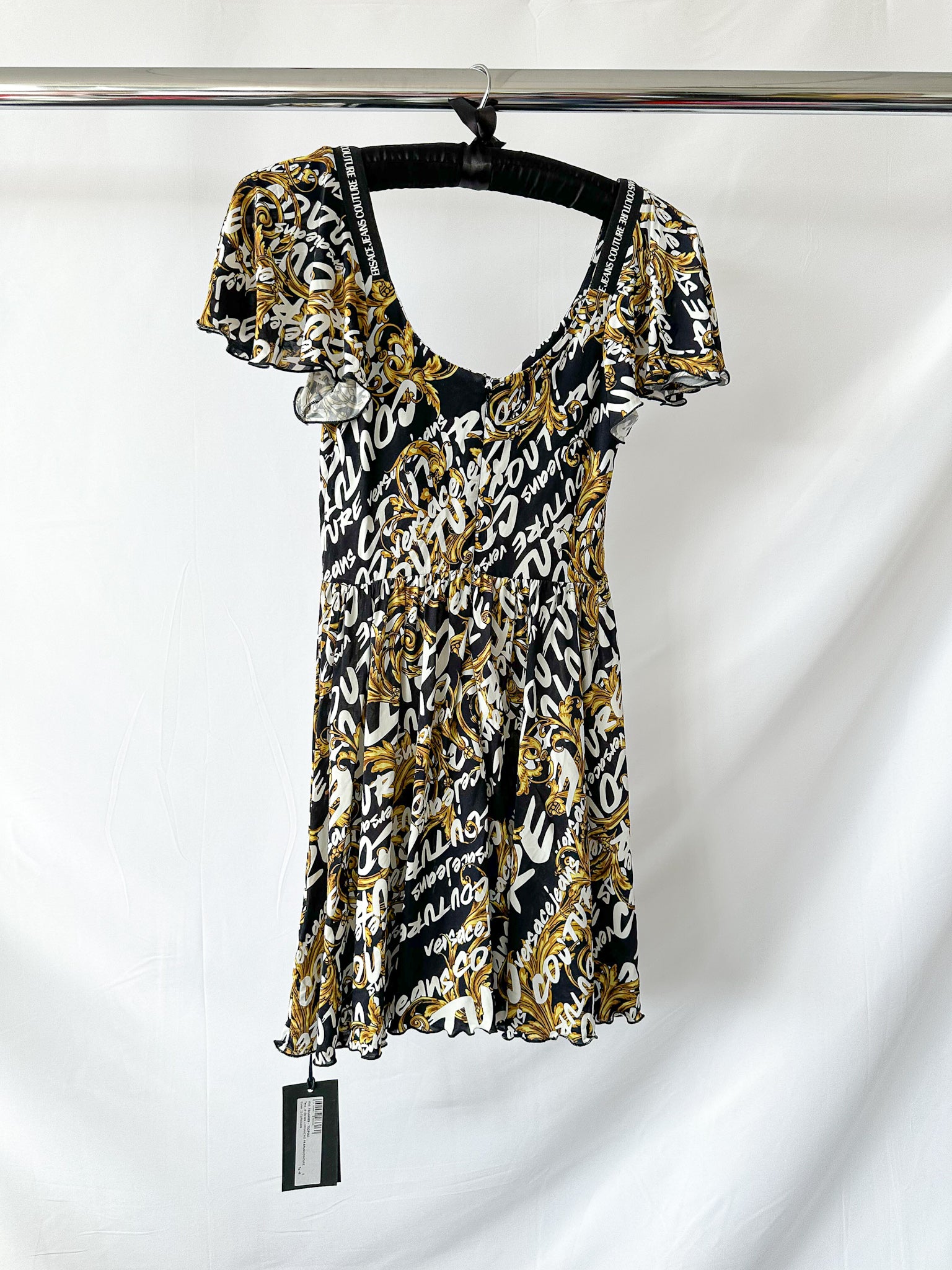 Versace Jeans Couture Allover Brand Logo Print Baroque Mini Playsuit