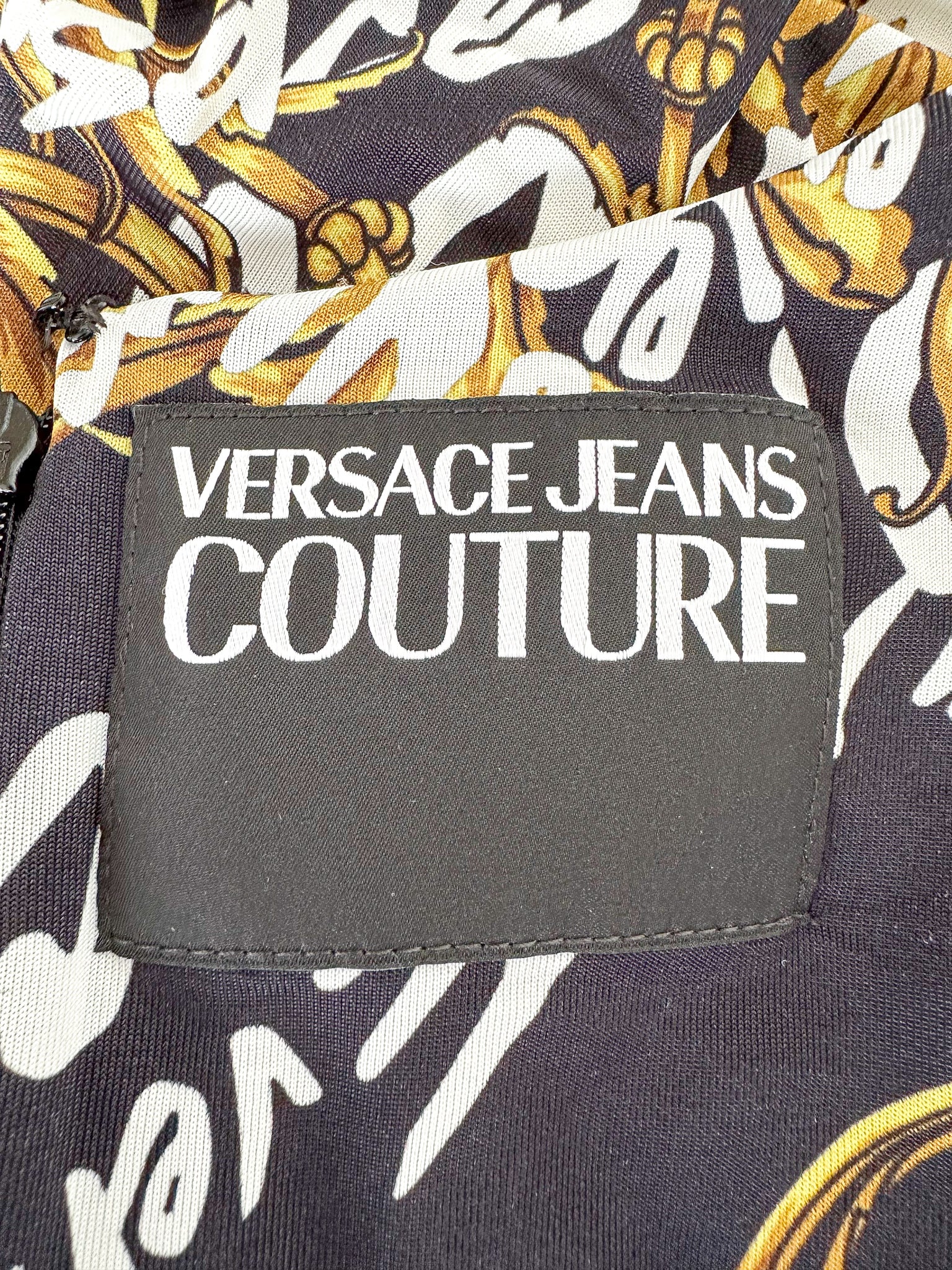 Versace Jeans Couture Allover Brand Logo Print Baroque Mini Playsuit