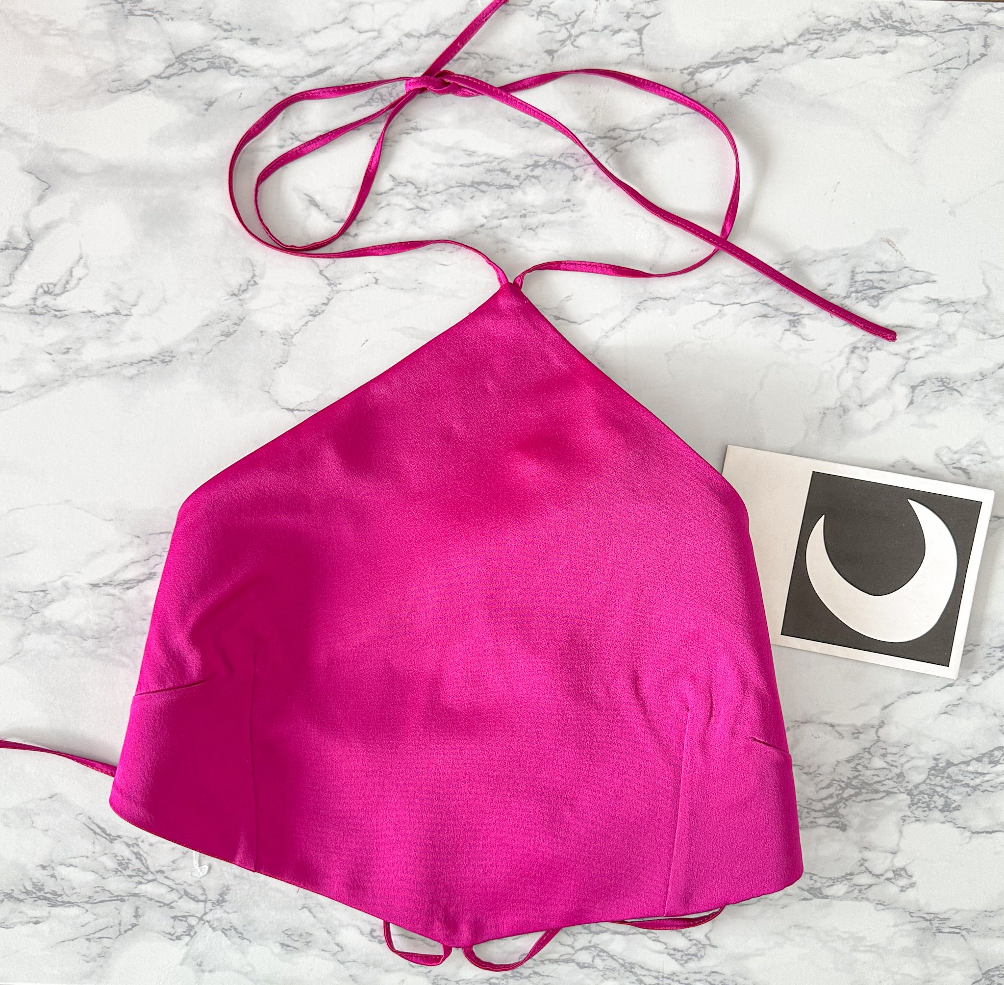 Taller Marmo Pink Cometa Strappy Open-back Halterneck Crepe Top