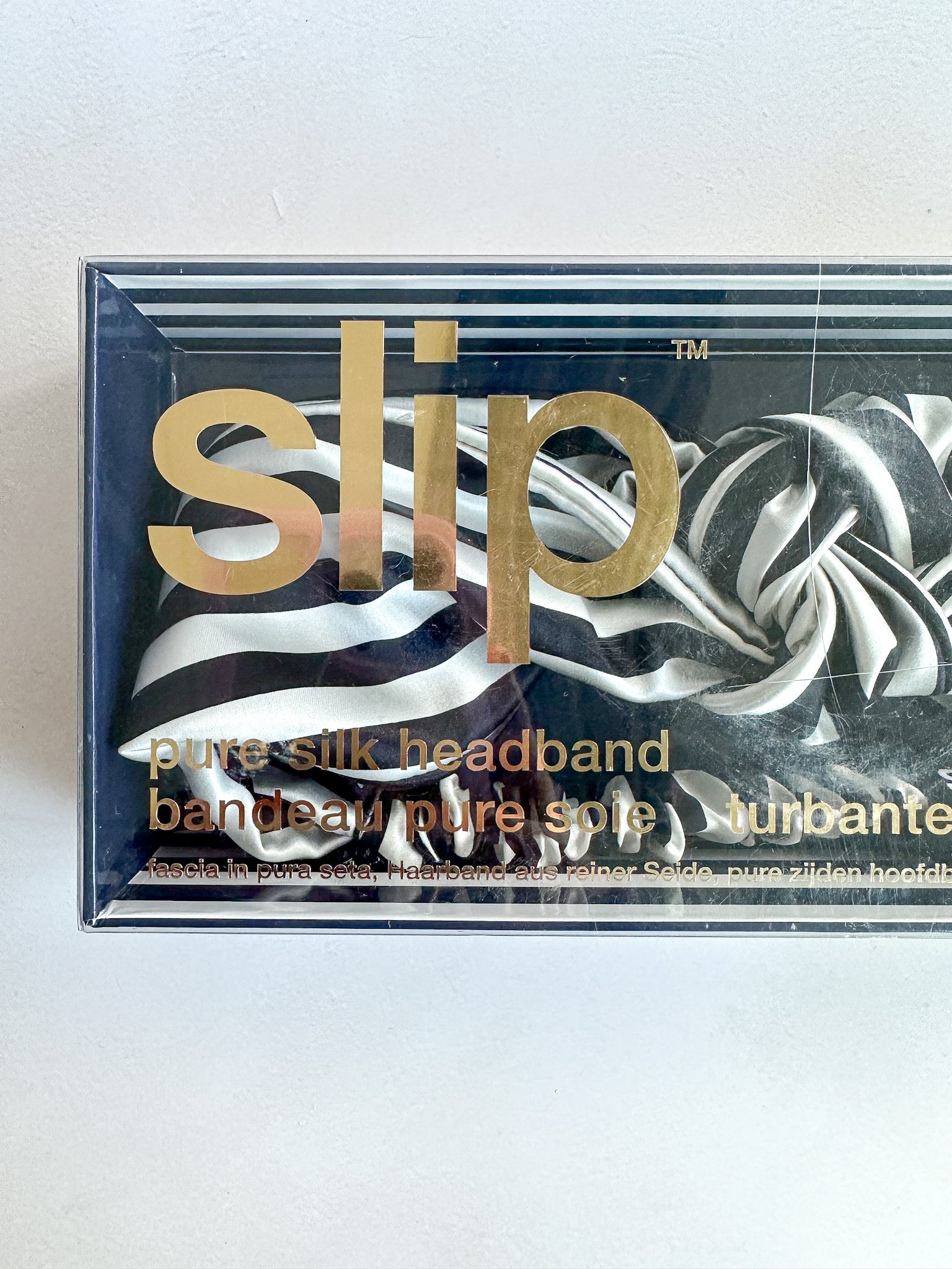 Slip Pure Silk Head Band in The Twist Navy Stripe in Box