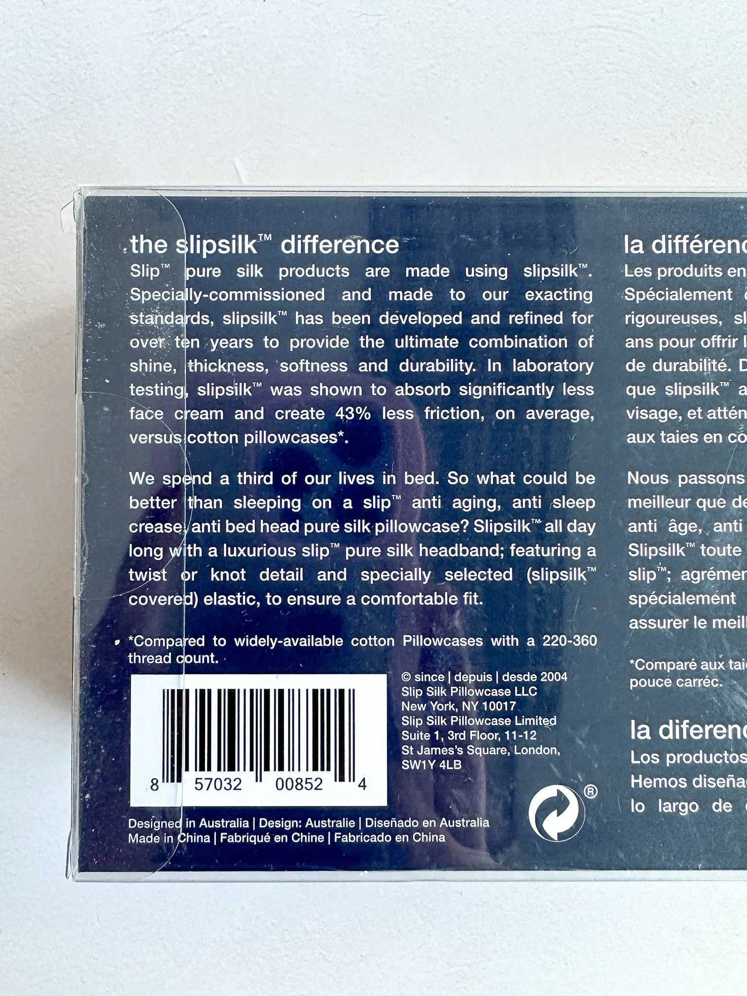 Slip Pure Silk Head Band in The Twist Navy Stripe in Box