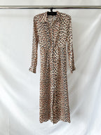 Forte Forte Twilight Leopard Print Collared Satin Midi Dress