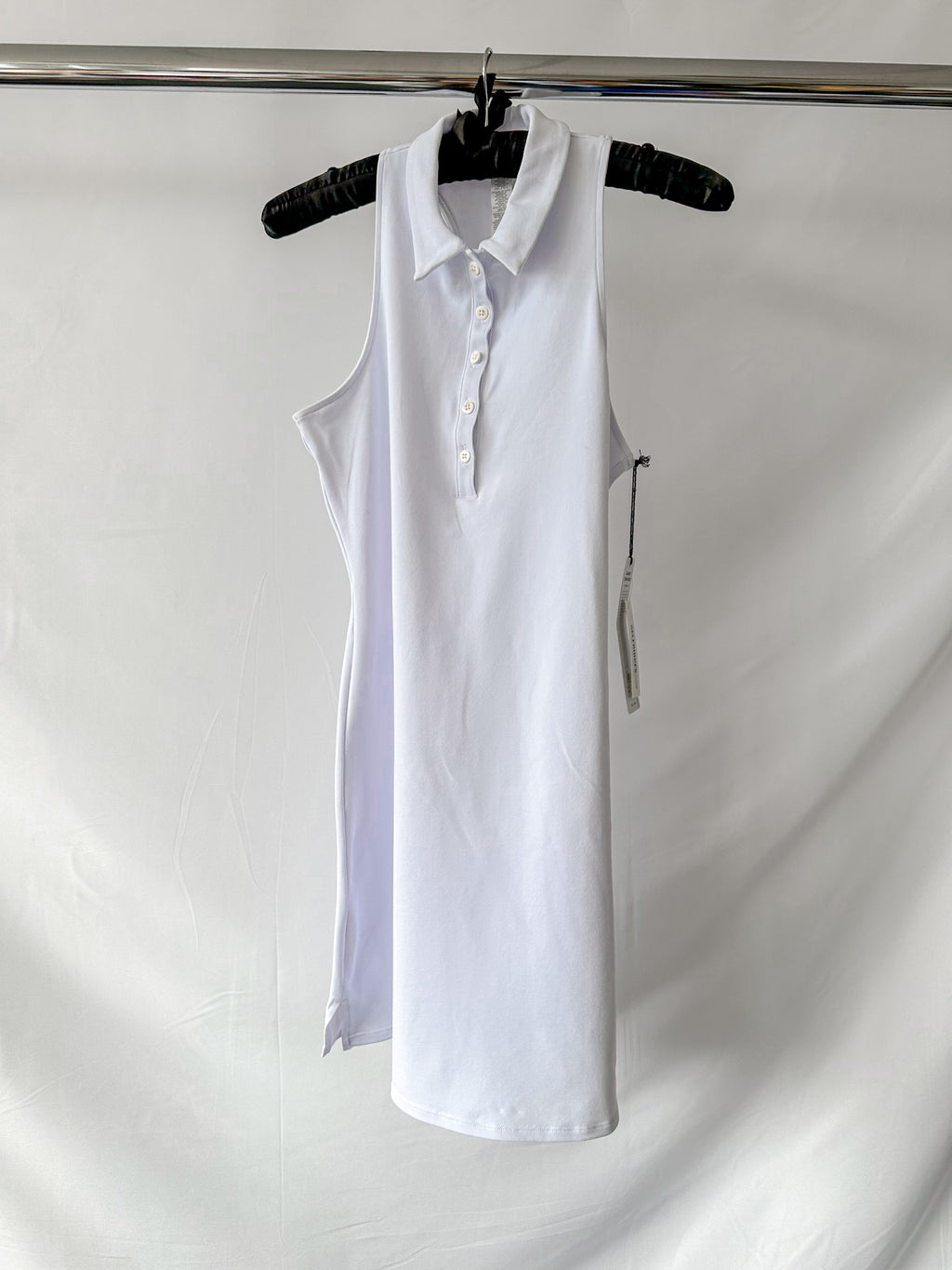 Alo Yoga Charmed White Logo Collared Tennis Dress
